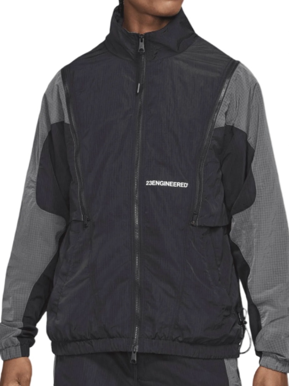 Jordan Men’s 23 Engineered Woven Jacket Black Gray Convertible Windbreaker Small